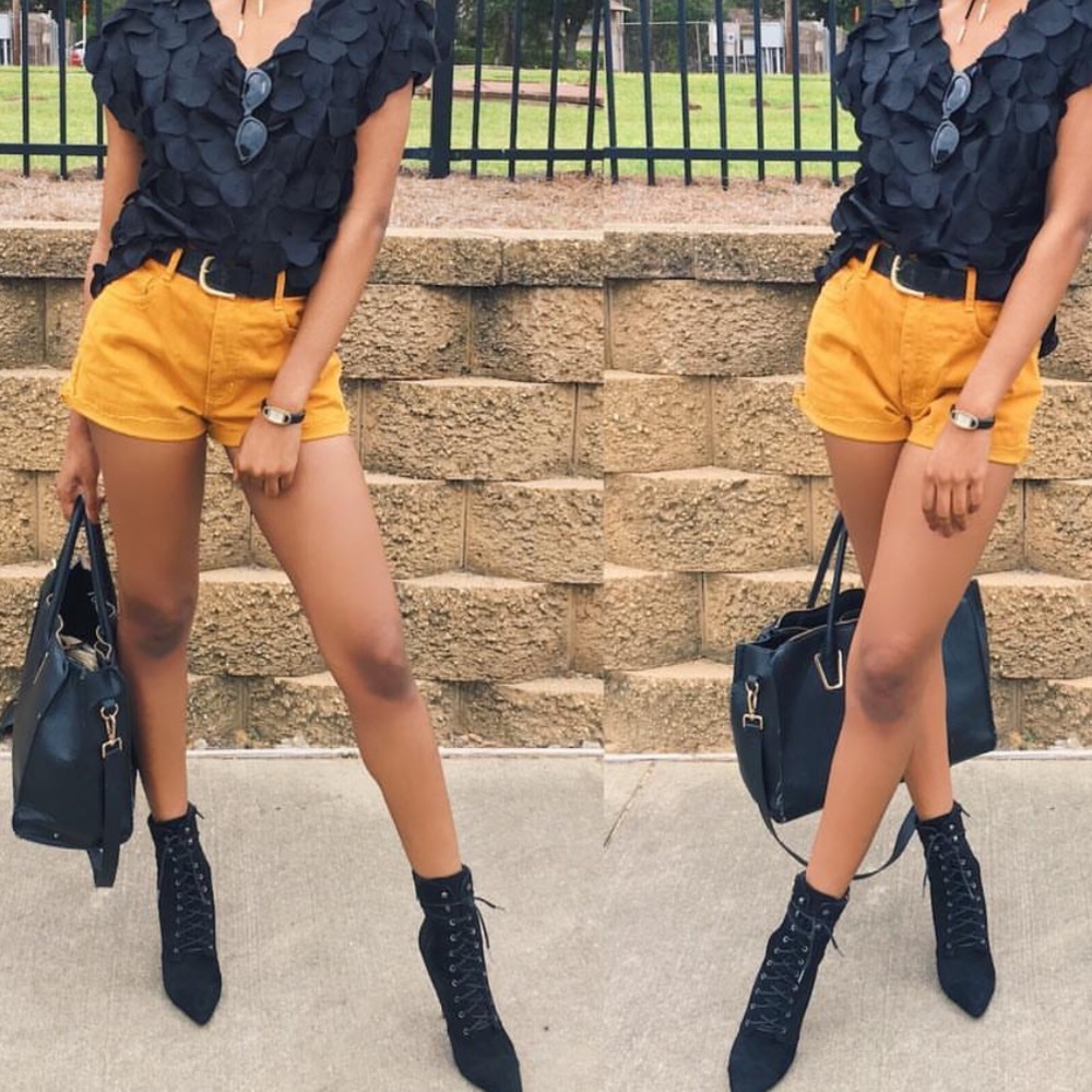 SMALL yellow Denim Shorts